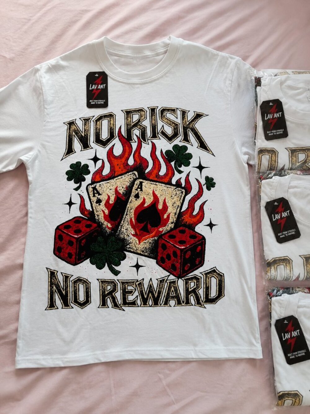 LAVANT "No Risk No Reward" Graphic T-Shirt | White | New with Tags | Men's